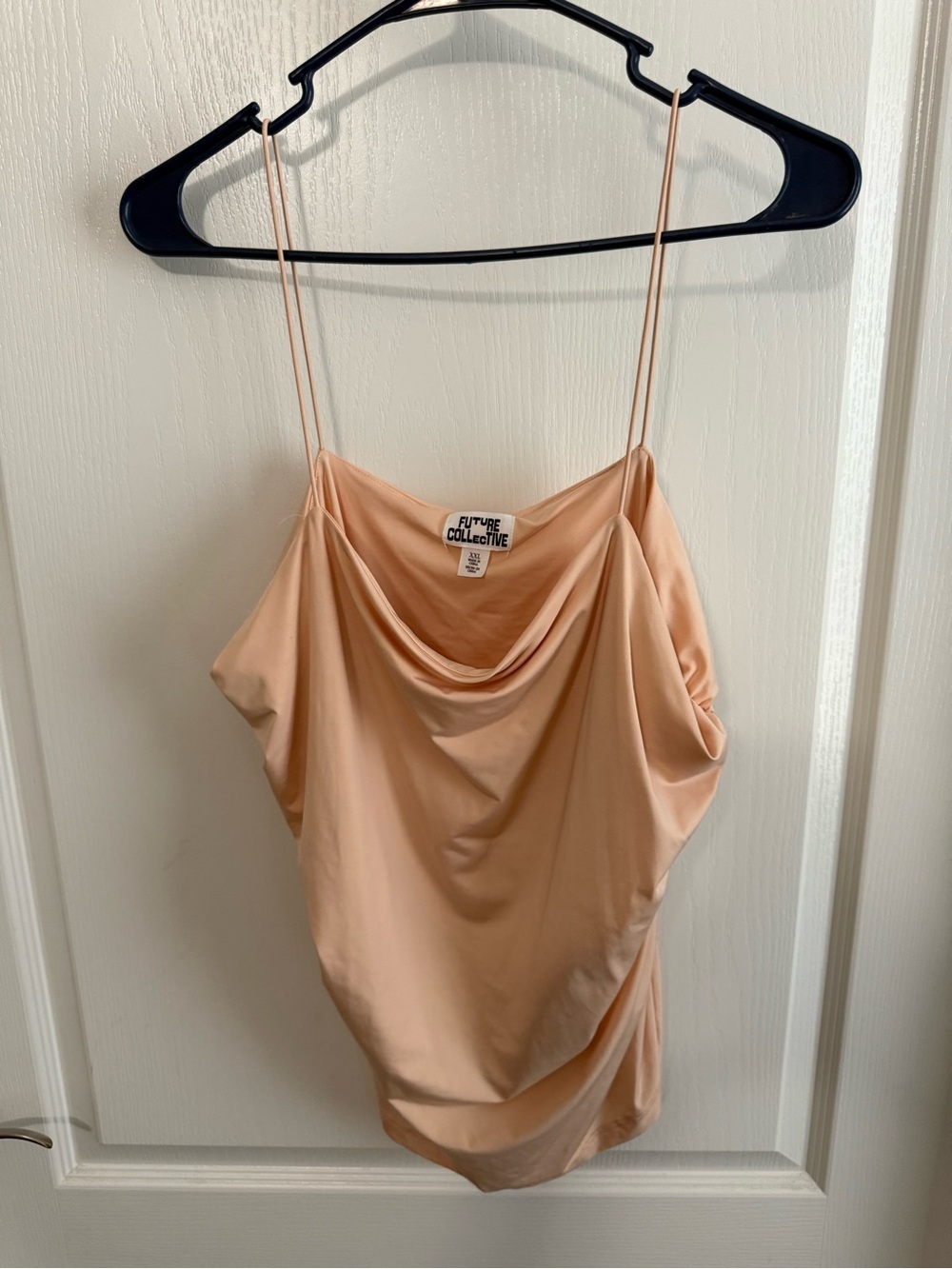 Future Collective Peach Satin Cowl Neck Cami